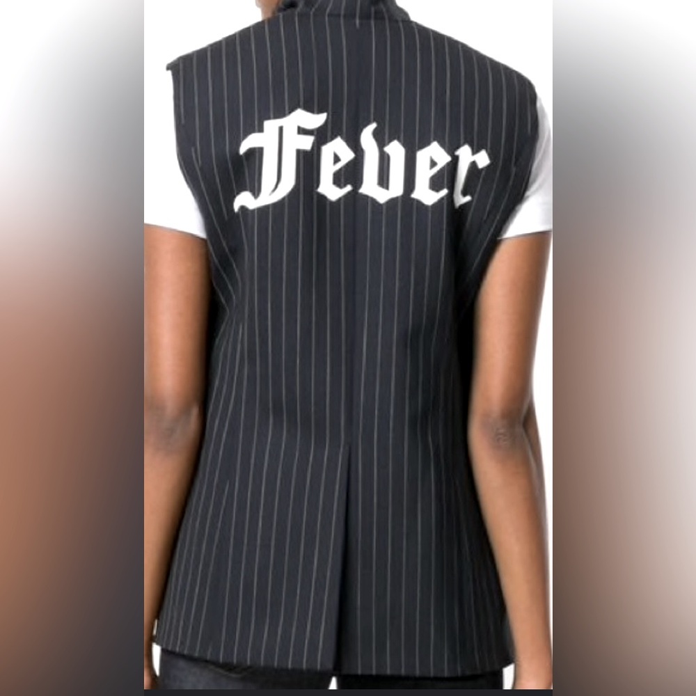 Zadig & Voltaire VEX Striped 'Fever' Waistcoat Black Pinstripe Size‎ S